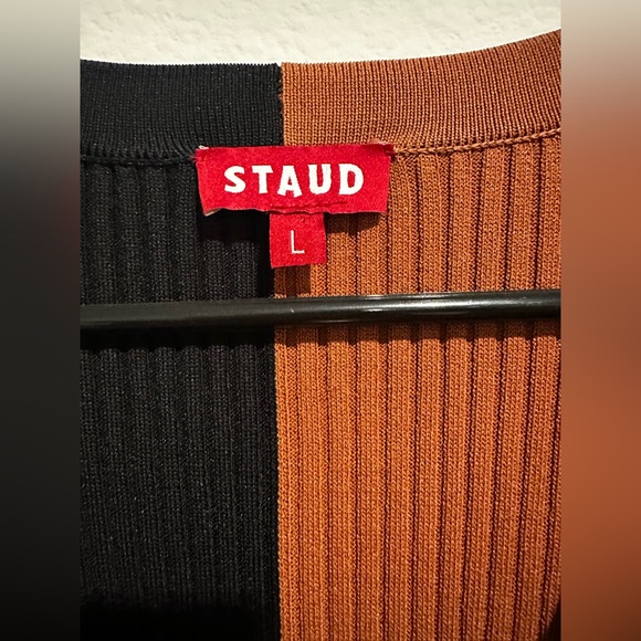 Staud Two-Tone Black and Brown Button-Up Dress - Picture 4 of 7